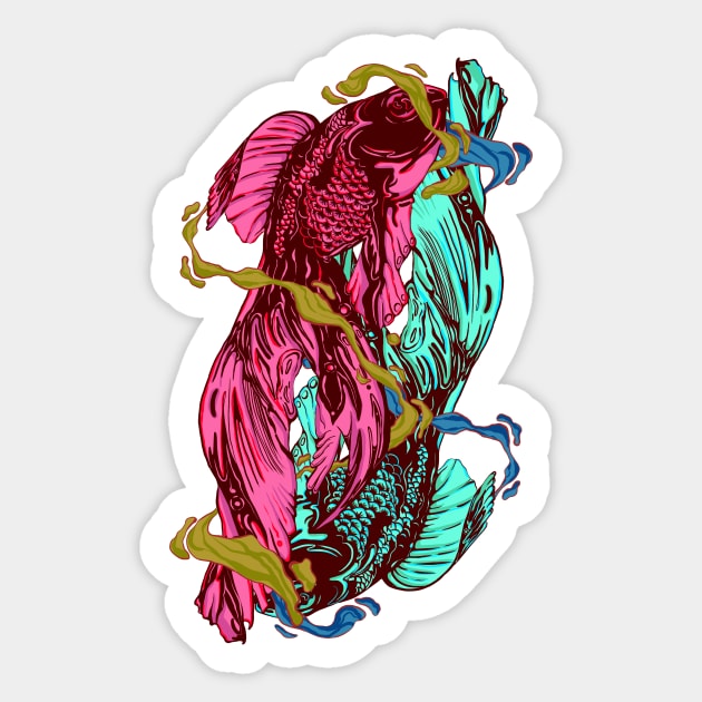 the pisces Sticker by rikiumart21